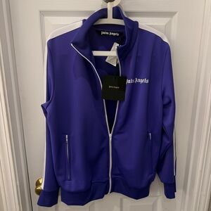 Palm Angels Violet Track Jacket with White Trim